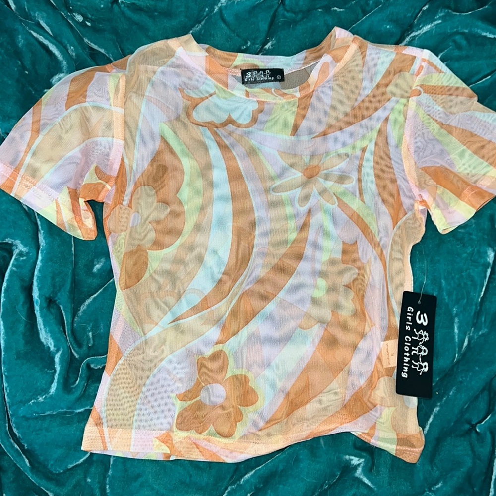 NWT floral mesh shirt